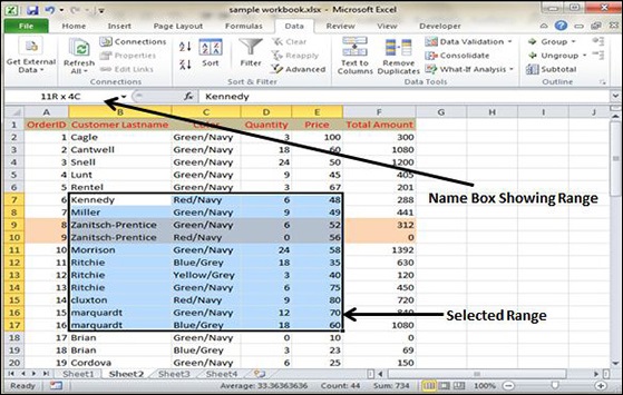 Selecting Ranges