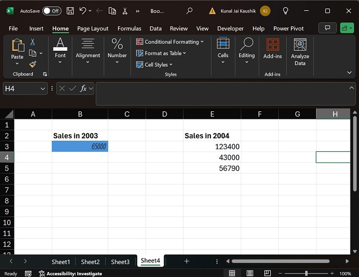 Sample Numeric Value in B column