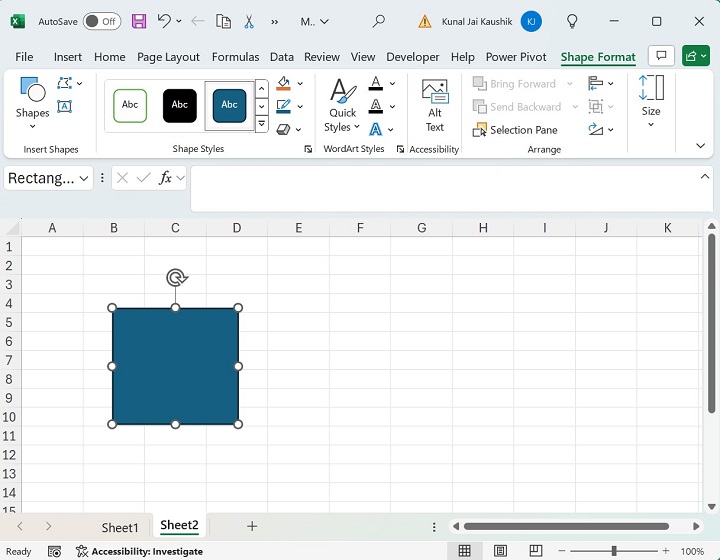 Set the Shape fill to Green Color