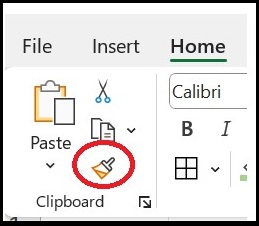 Where Format Painter is Located in Ribbon