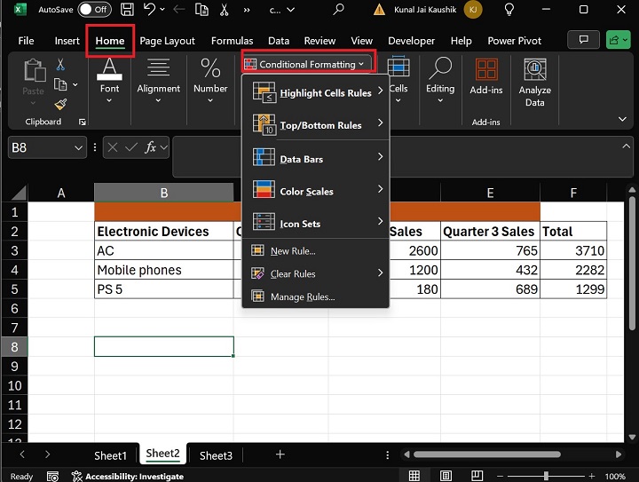 Where is conditional formatting in Excel