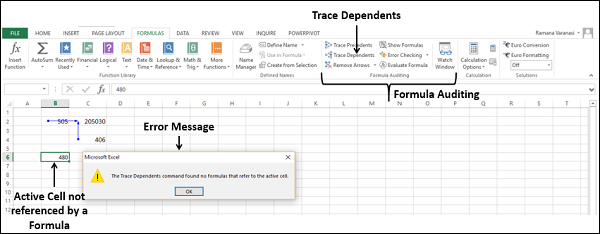 Click Trace Dependents