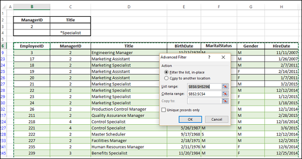 Filter Data