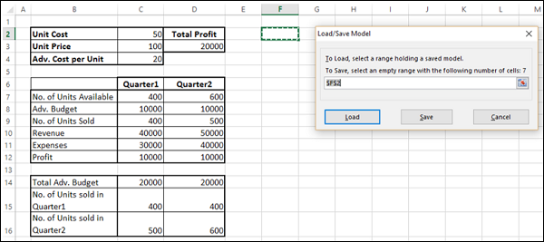 Saving Solver Selections