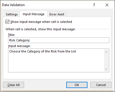 Show Input Message