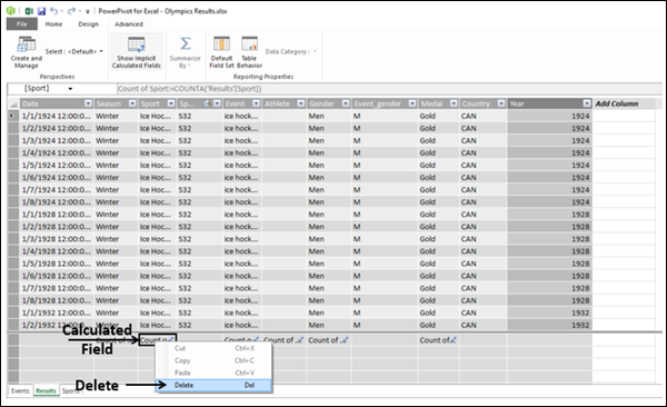 Deleting an Implicit Calculated Field in the Data View