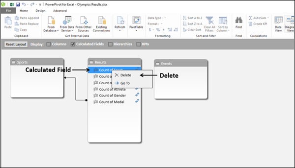 Deleting an Implicit Calculated Field in the Diagram View