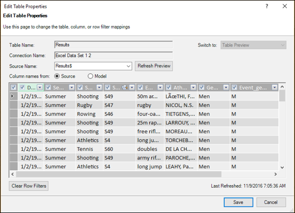 Edit Table Properties