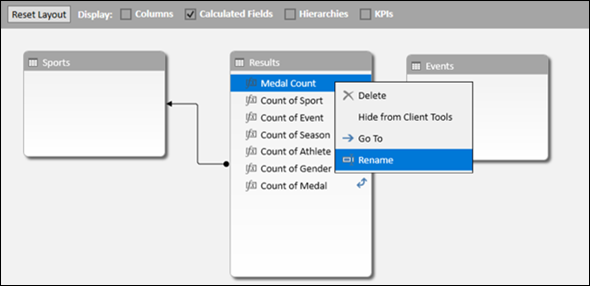 Renaming a Calculated Field in the Diagram View