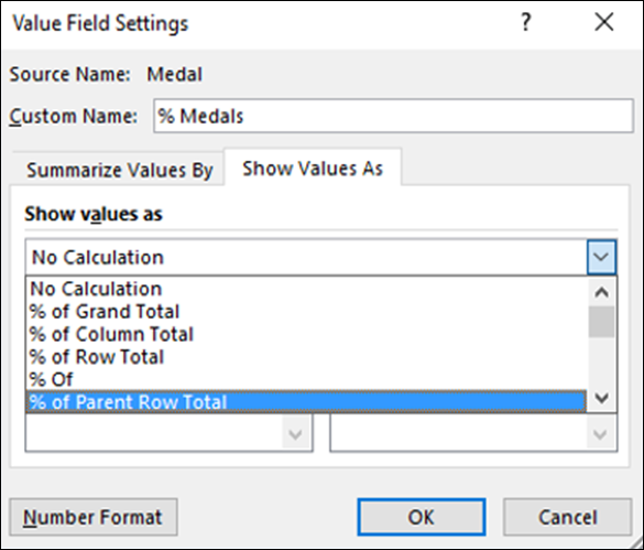 Value Field Settings