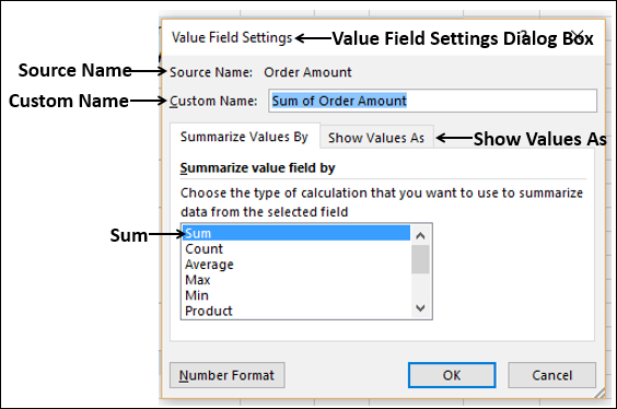 Value Field Settings