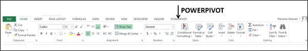 Power Pivot on Ribbon