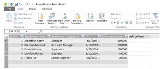 Preview Data Table