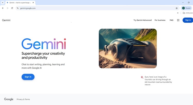 Gemini Home page