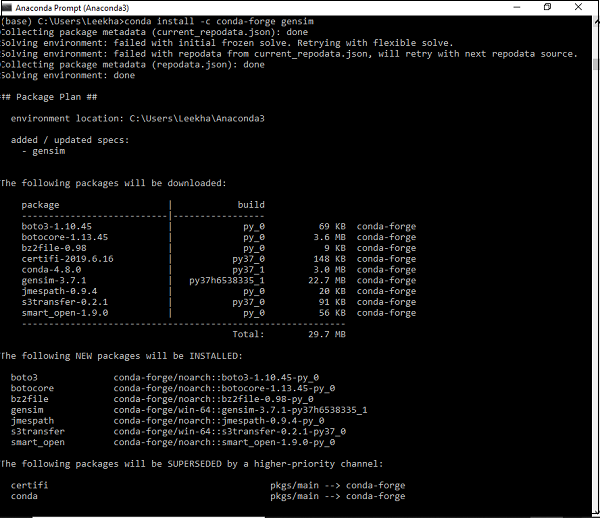  Installing using conda environment