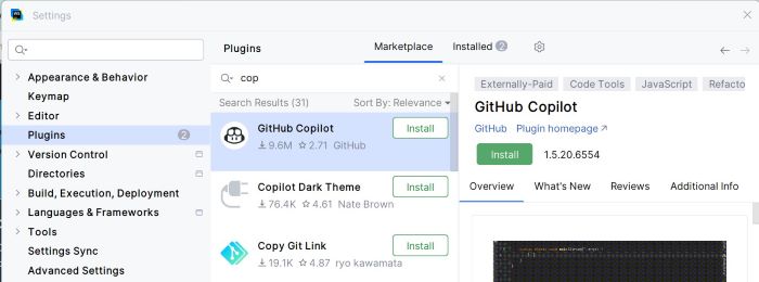 GitHub Copilot JetBrains Plugin