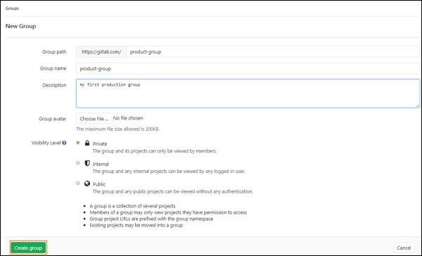 GitLab Creating Group