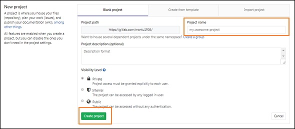 GitLab Create Project