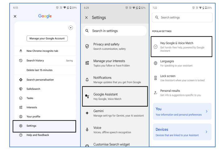 Google Assistant Settings