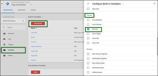 Variable Configure