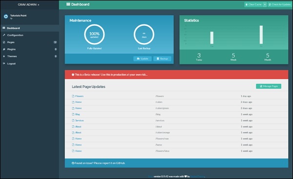 grav dashboard