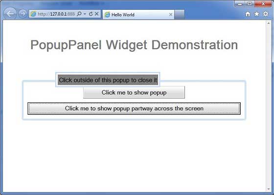 GWT PopupPanel Widget