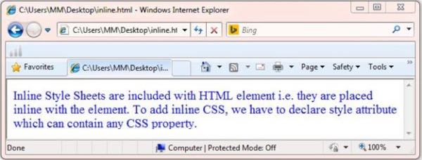 Inline Style Sheet