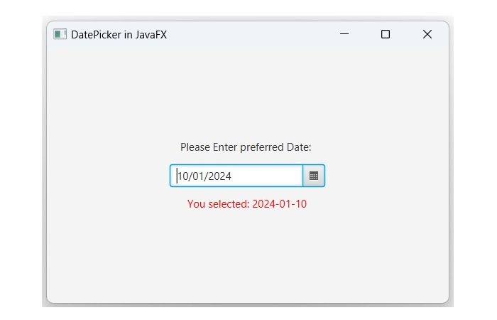 DatePicker Output