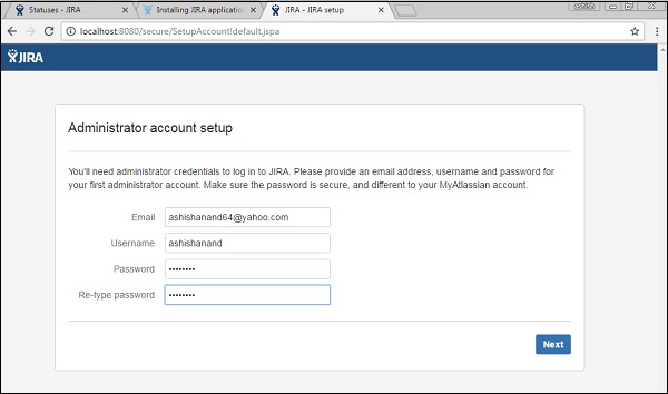 Administration Account Setup