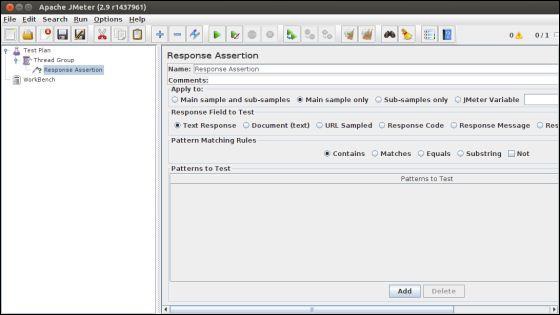 Response Assertion Panel