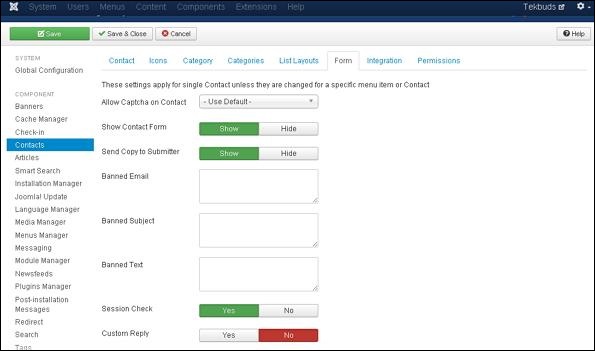 Joomla Adding Contacts