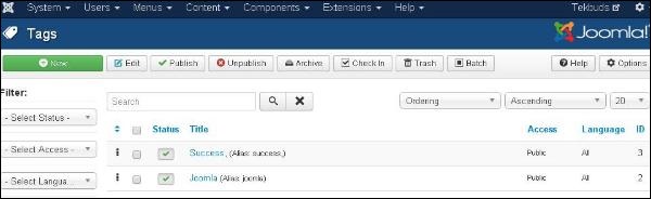 joomla Component Menu