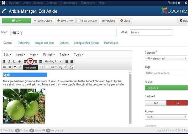 joomla Formatting Content