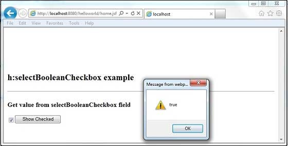 JSF h:selectBooleanCheckbox