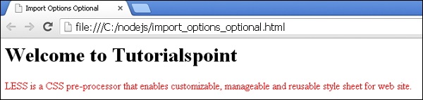 LESS Import Options Optional