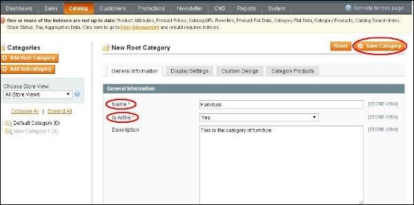 Magento Setup Categories