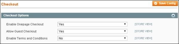 Magento Setup Check Out Options