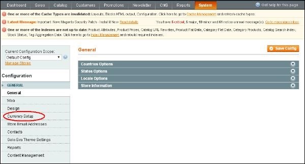 Magento Setup Currencies
