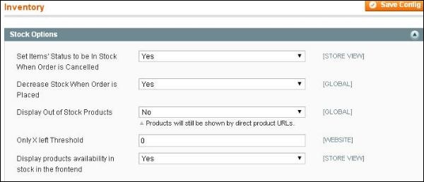 Magento Setup Inventory