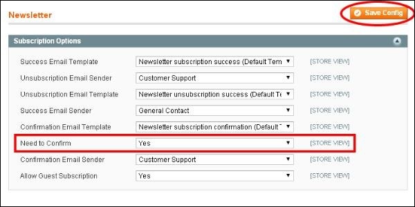 Magento Newsletter Setup