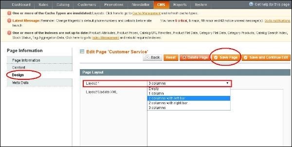 Magento Setup Page Layout