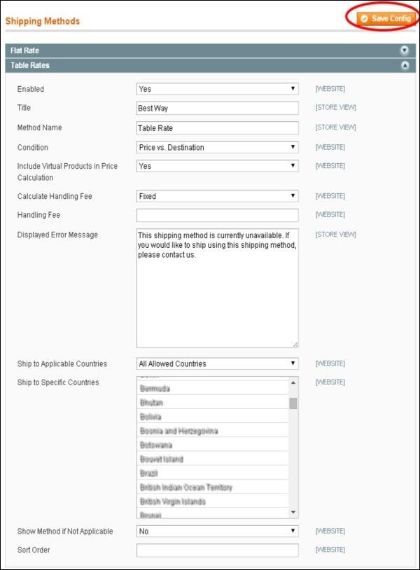 Magento Setup Shipping Rates