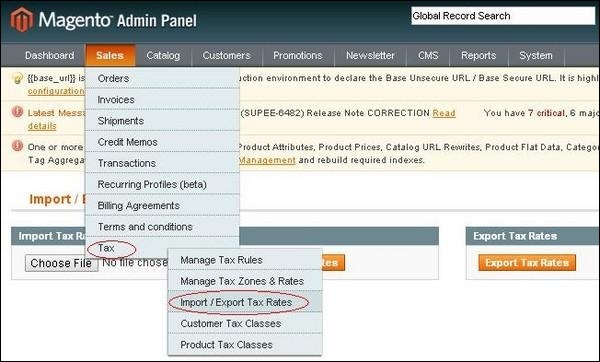 Magento Setup Taxes