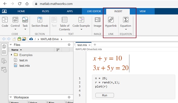 equations in live editor