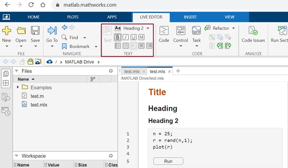 formatting text in live editor