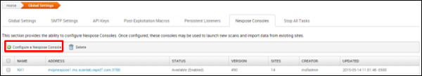 Configure Nexpose Console