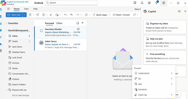 Automate tasks with Copilot in Outlook