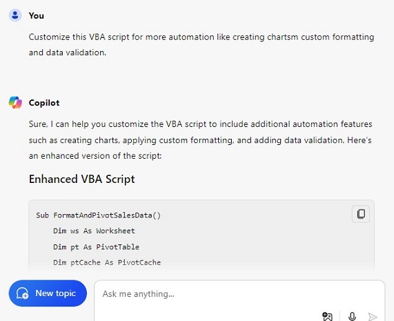 Customise the VBA Script for More Automation