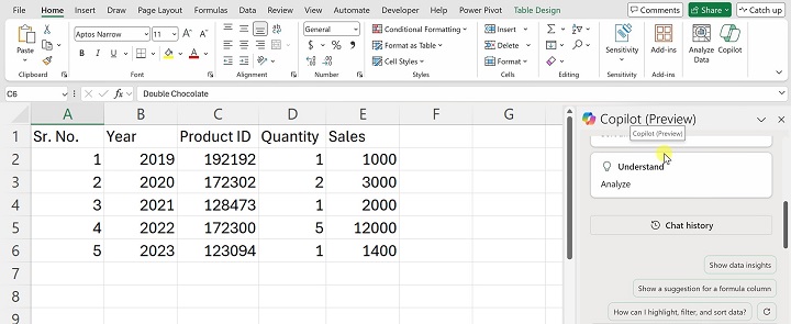 Customizing Data with Copilot in Excel