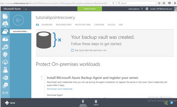 Create Backup Vault